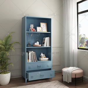 Đồ nội thất nhà thư viện kệ sách kệ sách kim loại lưu trữ hiển thị kệ sách kim loại công nghiệp với 2 ngăn kéo - Product Image 2