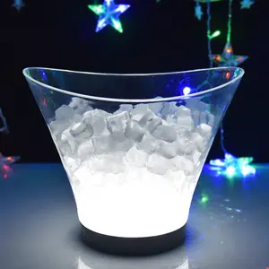 Enfriador de cubo de hielo led, botella de vino, cerveza, vodka, plástico acrílico transparente, redondo, 6L