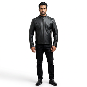 2026 Best Men's Biker Stand Collar <b>Zip</b>-<b>up</b> Leather <b>Jacket</b> Waterproof and Breathable With Zipper Closure Plus Size <b>jacket</b> for men - Product Image 1