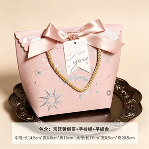 Premium Sustainable Eco‑friendly Scalloped Edge Cardboard Gift Bags Wholesale With Twine Handle Ribbon Closure Artificial Flower - Product Image 4