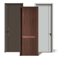 Porte intérieure d'appartement moderne en bois contreplaqué résistant, étanche, avec verre décoratif, pour hôtel, garantie 5 ans
