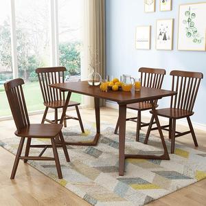Nordic Solid Wood <b>Dining</b> <b>Table</b> And Chair Set 6 Piece Rectangular <b>Space</b> <b>Saving</b> <b>Dining</b> Room Set - Product Image 3