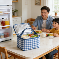 Sac isotherme portable personnalisé bleu et blanc à imprimé neige, imperméable, pour enfants et adultes