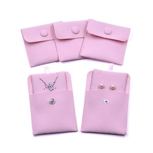 Button Packaging Small <b>Velvet</b> Custom Logo Pink Suede Fabric Small Bag Eco Friendly <b>Jewelry</b> <b>Box</b> With Pouch - Product Image 5