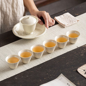 Ding Ware Lotus Petal Ceramic Teacup Porcelain Cone Shape Kung Fu <b>Tea</b> <b>Set</b> Individual Single Cup Afternoon <b>Tea</b> - Product Image 5