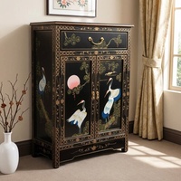 Nouvelle armoire d'entrée de style chinois en bois massif pour salon, avec finition laquée noire peinte à la main, meubles pour la maison