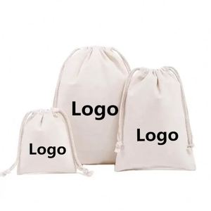Pochette d'emballage respirante à cordon de serrage avec logo personnalisé, en coton sergé blanc, pour vêtements, chapeaux, chaussures, sacs à main - Product Image 5