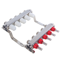 Collecteur pré-assemblé en acier inoxydable PEX avec vanne de vidange d'évent de débitmètre pour systèmes de chauffage par le sol radiant
