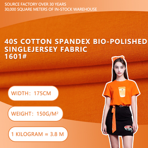 Tissu jersey simple en coton 40S avec élasthanne, bio-polissé, 175 cm, 150 g/m², extensible, uni, teint, pour t-shirts, hauts, gilets 1601 # - Product Image 1