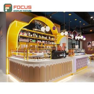 Vitrine à café personnalisée avec façade en verre, étagère à pâtisserie, base en bois, vitrine de présentation pour café - Product Image 3