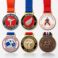 Médailles de Taekwondo personnalisées en métal gravé en 3D, pour le karaté, la lutte, le WUKF, le judo, le jiu-jitsu, les sports de combat, en or, argent et bronze.
