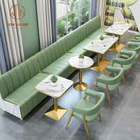 Ensemble de meubles de restaurant et d'hôtel modernes Ron Group en marbre, avec banquette en métal et cuir, tables et chaises pour café