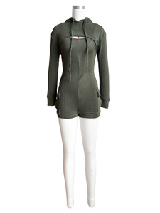 Tute donna nuovo arrivo 2024 un pezzo tasche Cargo estive Skinny tute con cappuccio - Product Image 5