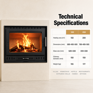 <span class=keywords><strong>Chimenea</strong></span> de Leña de Alto Rendimiento sin Humo con Revestimiento de Ladrillo Refractario de Acero al Carbono Reforzado Premium para Sala Familiar o Apartamento - Product Image 5