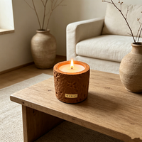 Bougie d'aromathérapie en cire de soja texturée effet béton avec mèche en bois, parfum d'ambiance élégant pour la maison, décoration cadeau de mariage, coffret cadeau personnalisé