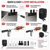 Kit de rôtissoire électrique en acier inoxydable avec moteur pour broche de barbecue, compatible universellement avec les grils, fumoirs et fours