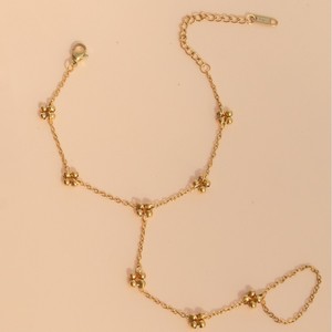 Listo para Enviar: Brazalete <span class=keywords><strong>de</strong></span> Acero Inoxidable con Baño <span class=keywords><strong>de</strong></span> <span class=keywords><strong>Oro</strong></span> <span class=keywords><strong>de</strong></span> <span class=keywords><strong>18K</strong></span> para Mujer, con Anillo <span class=keywords><strong>de</strong></span> Dedo <span class=keywords><strong>de</strong></span> Flor y Cadena <span class=keywords><strong>de</strong></span> <span class=keywords><strong>Esclava</strong></span>, Joyería - Product Image 3