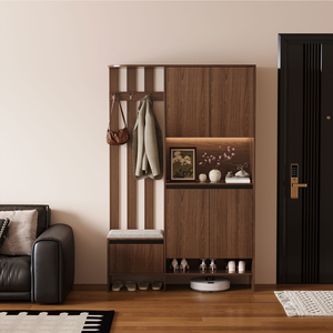 Modern Villa Entryway <strong>Shoe</strong> Cabinet <strong>Coat</strong> <strong>Rack</strong> <strong>Bench</strong> 6-Shelf Adjustable LED Eco-Friendly Space-Saving Dining Hallway Storage Unit - Product Image 1