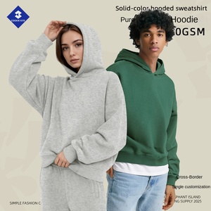 KITE Sweat à capuche pour homme, édition boxy, collection automne/hiver 2025, en molleton de coton épais 350G, sans doublure, uni, à manches raglan - Product Image 2