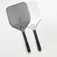 Europäischer Stil Perforierte Aluminium-Schaufel Eloxierte Aluminium-Pizzaschaufel mit Abnehmbarem Kurzem Metallgriff