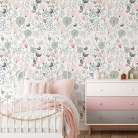 Papier peint floral pastel, autocollant en PVC, auto-adhésif, imperméable, amovible, papier peint pour la décoration de la maison et des chambres d'enfants