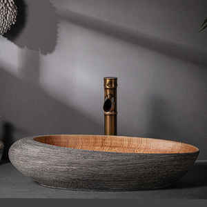 Lavabo de table ovale domestique en céramique Jingdezhen vintage moderne <span class=keywords><strong>avec</strong></span> égouttoir pour application dans la salle de bain - Product Image 2