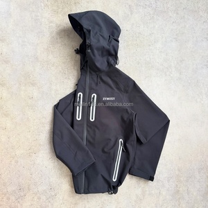 Veste coupe-vent streetwear personnalisée, légère, à fermeture éclair, en nylon, imperméable, coupe-vent, avec capuche, pour hommes - Product Image 2