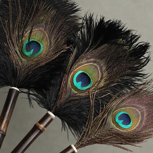 Plumeau en plumes de paon, plumeau en racine de bambou violet, plumeau en plumes d'autruche, essentiel pour la salle de thé, décoratif, en forme de poulet - Product Image 2