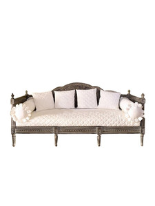 Divano Letto Tre Posti in Tessuto Stile Country Francese in Legno Massello di Quercia Vintage Anticato, <span class=keywords><strong>Mobili</strong></span> <span class=keywords><strong>B</strong></span>&<span class=keywords><strong>B</strong></span>, Sfoderabile e Lavabile - Product Image 4