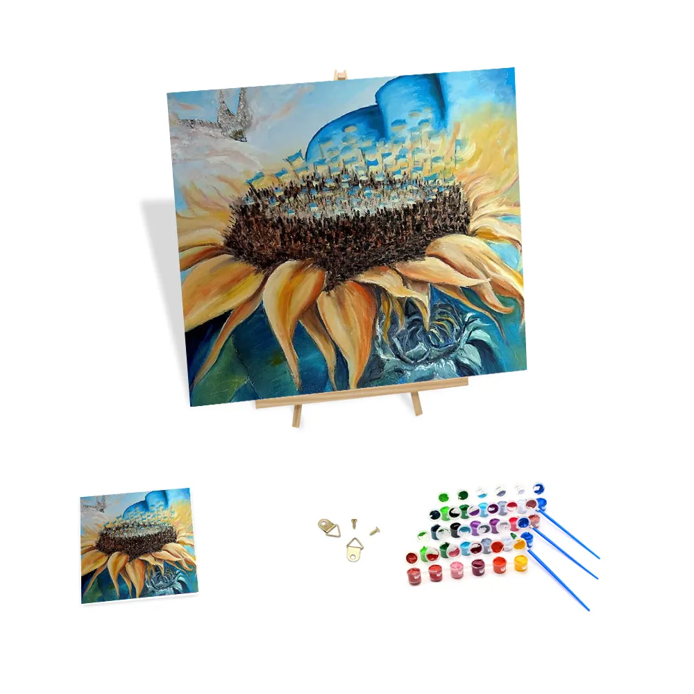 Manufacturer Wholesale 3d Print Canvas Painting by Numbers for Adults Sunflower Diy Digital Paint by Numbers Set