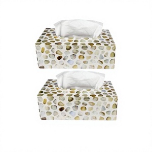 Set Of 2 Mother Of Pearl Tissue Box Rectangular Paper Table Top Accessories Napkin Tissue Box At <b>Cheap</b> Pricing - Product Image 1