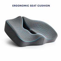 Coussin de siège ergonomique gris en mousse à mémoire de forme pour soulagement du coccyx, support de hanche pour chaise de bureau et conducteur de voiture, lot en gros d'usine