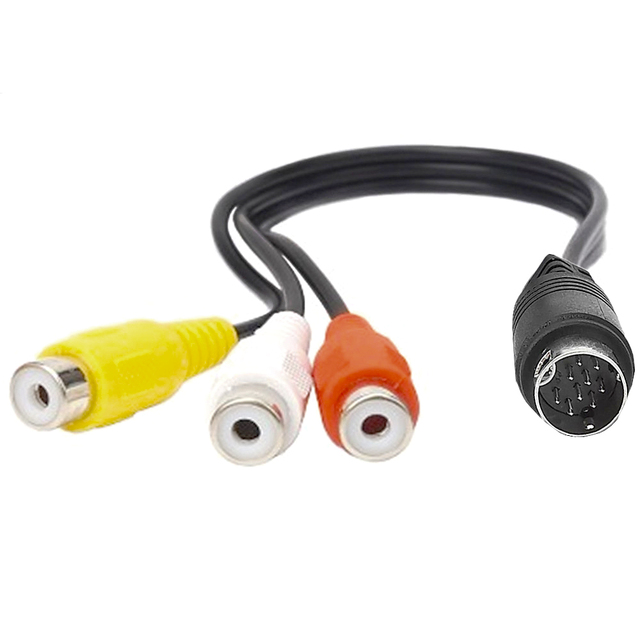 S Video 9 Pin Mini DIN Male to 3 RCA Cable Composite Digital Audio Video AV Adapter Cord for DVD Player TV