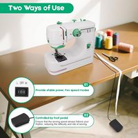 Mini machine à coudre électrique 12 points de couture Surjeteuse Double vitesse Lumière LED Ménage DIY Vêtements