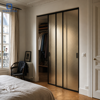 Portes coulissantes intérieures modernes personnalisées sans rail avec verre trempé pour salon