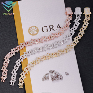 Bracelet/collier en argent sterling 925 plaqué or avec chaîne cubaine et diamants moissanite VVS certifiés GRA – Meilleure vente - Product Image 1