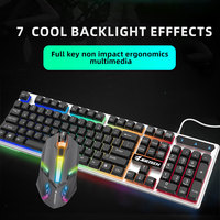 KM170 Jertech Ambidextrous sessiz RGB LED oyun klavyesi fare seti kazan-kilit dökülme dayanıklı USB Internet tuşları Tablet kullanıcıları