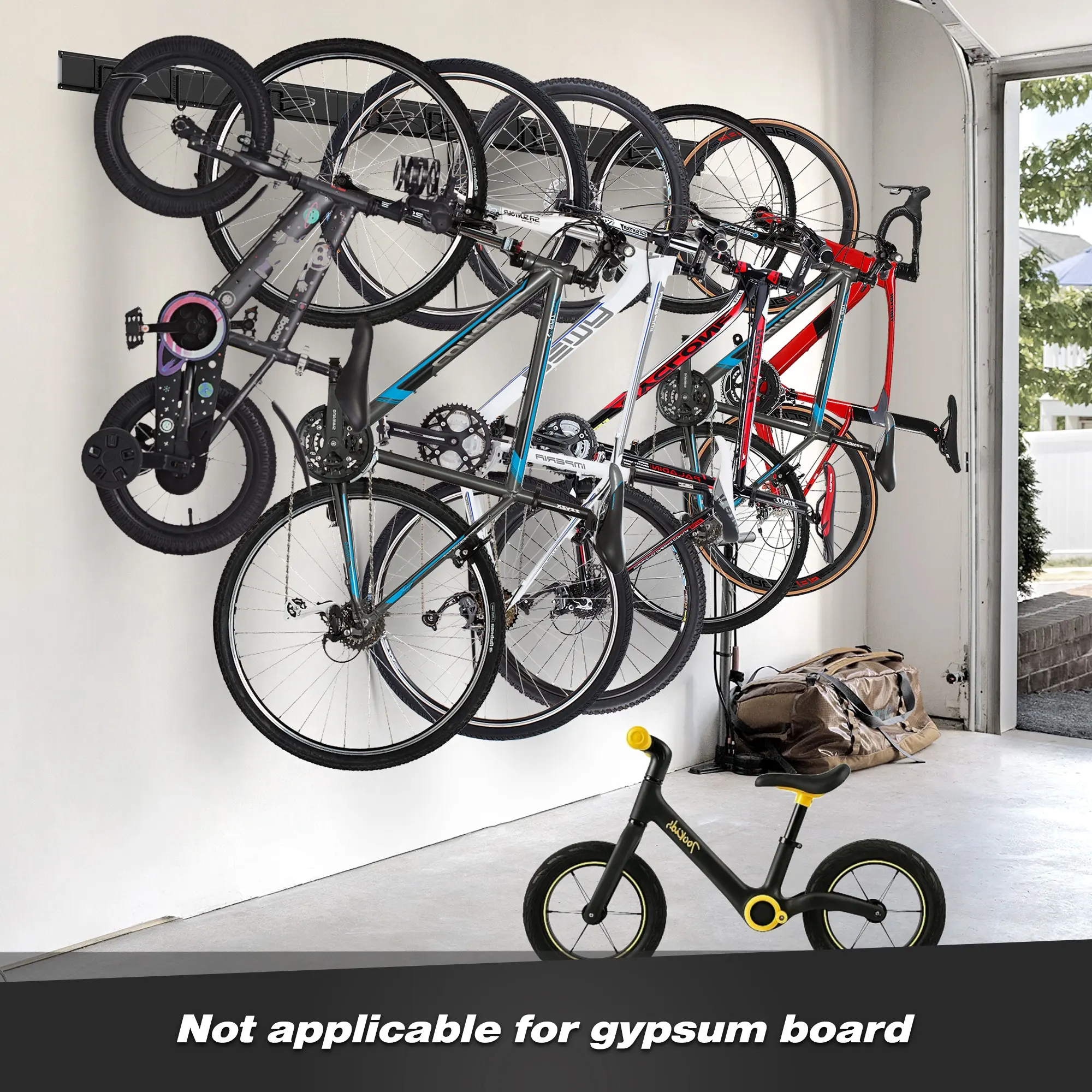 منظم دراجات المرآب داخلي من الفولاذ المقاوم للصدأ ، حامل للدراجات 6 ، شماعة دراجات المرآب على الحائط ، رف تخزين الدراجات