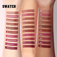 Rouge à lèvres liquide vegan mat velours nude 10 couleurs, longue tenue, résistant à l'eau, anti-adhésif, marque privée OEM/ODM, logo personnalisé