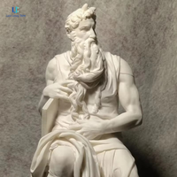 Statue de Moïse en marbre blanc Luca |   Sculpture de Prophète assis, sculptée à la main, style Michel-Ange, pour villa, jardin, musée, sur mesure