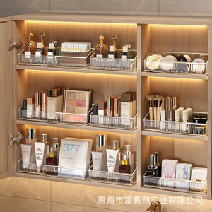 Extendable Mirror Cabinet Storage Box For Bathroom With Compartments Cosmetic Organizer Lipstick Face <b>Mask</b> Holder Pet Material - Product Image 2