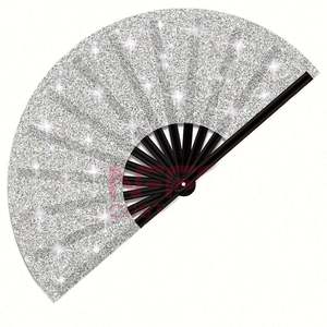 Abanico de Bambú Chino Tradicional Grande de 13 Pulgadas, Tallado a Mano con Arte Folclórico de Ángeles, Temas Clásicos de Música Rave y Amor para el Hogar, Ideal para Año Nuevo - Product Image 1