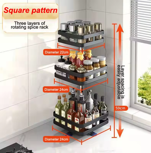 Estante para especias de cocina, estante para condimentos, bandeja de almacenamiento giratoria, accesorios de cocina multifuncionales - Product Image 5