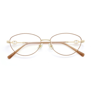 Ronnz Rongzai Gafas de sol con montura de ojo de gato, alambre dorado, perlas, montura completa para mujer, lentes acrílicas antideslizantes 58166 - Product Image 1