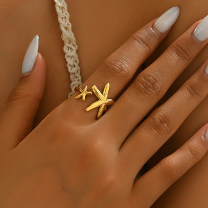 Bague étoile de mer Personnalité Ins Design Sense Bague d'ouverture réglable étoile de mer pour les filles - Product Image 1