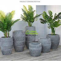 Pots de jardin et jardinières ronds en fibre de verre, grandes jardinières d'extérieur modernes, moules en fibrociment pots de fleurs