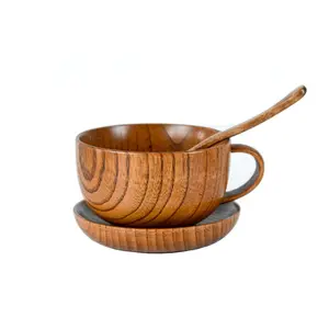 Groothandel Vintage Thee Cup 200 Ml Espresso Food Kwaliteit Melkmok Houten Handgemaakte Arabische Cup En Schotel Lepel Set