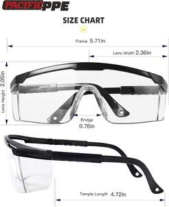 Lunettes de sécurité PPE 2 pièces pour hommes et femmes, conformes à la norme ANSI <span class=keywords><strong>Z87</strong></span>, monture en polycarbonate non traité, verres enveloppants, réglables, protection de laboratoire - Product Image 3