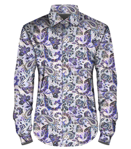 <span class=keywords><strong>Camicia</strong></span> da Uomo Personalizzata ODM OEM con Stampa 3D Motivo Paisley Traspirante Vendita all'Ingrosso Alta Qualità <span class=keywords><strong>Viola</strong></span> Casual Manica Lunga - Product Image 1
