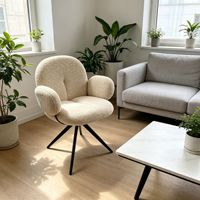 Fauteuil pivotant et réglable en hauteur, style luxe léger et moderne, pour salon, manucure, maquillage et loisirs, avec dossier en mousse haute élasticité